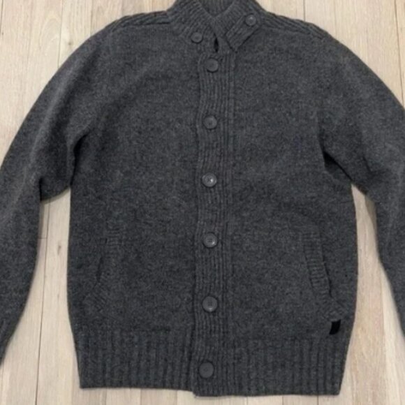 Ben Sherman Plectrum Grey Heavy Wool Men's Cardigan With Buttons Size M - Picture 1 of 8